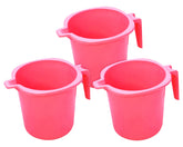 Heart Home Multiuses Square Large Lightweight, Unbreakable Strong Plastic Bathroom Mug, 2 Litre- Pack of 3 (Pink)-50HH0834